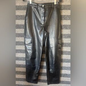 Wilfred Aritzia Faux Leather High Rise Modern Cargo Pants Black Size Small